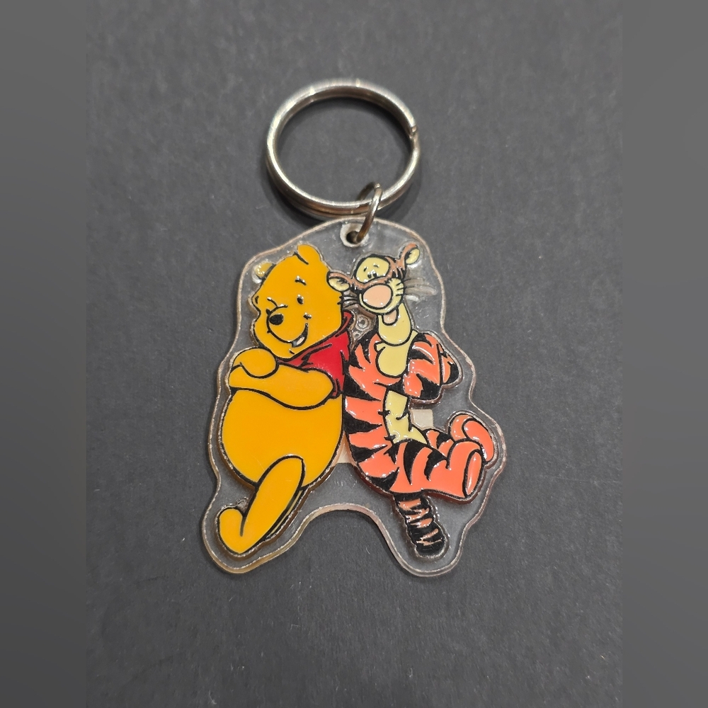 Vintage Winnie the Pooh and Tigger Keychain - Orange and Black